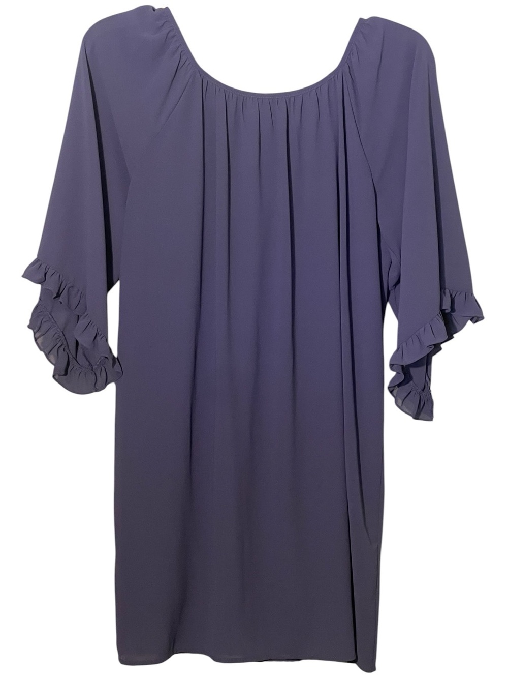 “Frill for the taking” Lulu’s denim blue shift dress. Size large GUC - Picture 3 of 11